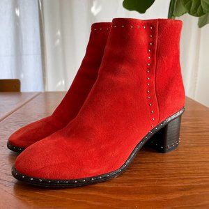 Rag & Bone Red Suede Studded Willow Boots 8.5